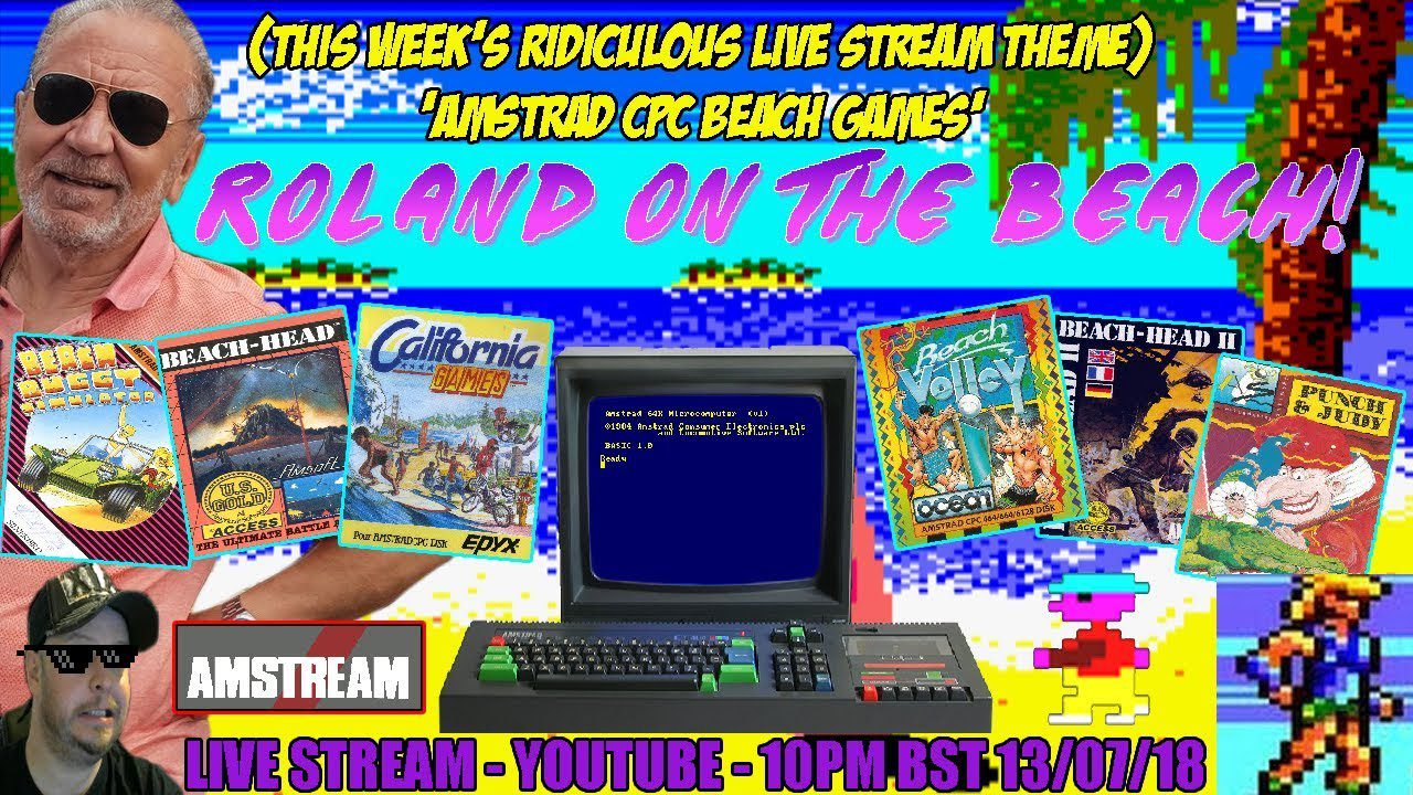[AMSTRAD CPC] “Roland On The Beach!” Amstrad CPC Beach Games! #AMSTREAM [Xyphoe Live Stream]