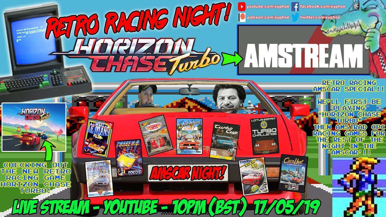 [AMSTREAM] Retro Racing AMSCAR Special! “Horizon Chase Turbo” Then Amstrad CPC Racing Games!